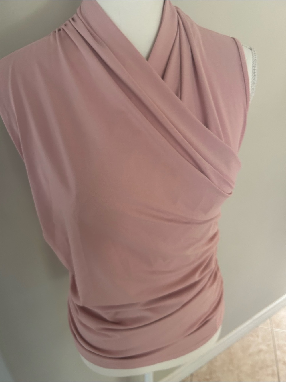 Commense Cross Neck Ruched Fitted Tank Top - Picture 2 of 6